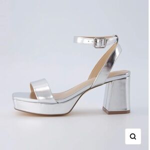 CUSHIONAIRE Silver Block Heel Sandals